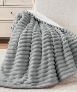 Vielit Sherpa Decke, Flauschig und Extra Weich 150x200 cm, für Wohnraum & Kuscheln,Dicke Kuscheldecke Grau, overwurf con