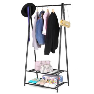 SONGMICS Kleiderschrank, Platzsparend, ideal für Schlafzimmer und Flur, 2 Schuhablage und Boxen, Metallgestell, Schwarze