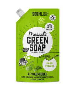 Marcel's Green Soap - Umweltfreundliches Geschirrspülmittel Nachfüllpackung Basilicum & Vetiver - Vegan - 97% Biologisch