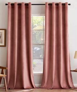MIULEE Altrosa Samtvorhang mit Ösen für Schlafzimmer und Wohnzimmer - Blickdicht, warm, 245 cm hoch, 2 Stück Velvet Gard