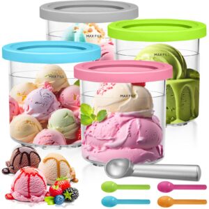RDDAIPE 4 Stück Creami Behälter für Ninja NC299AM/C300S Eismaschine,-original mit Deckel, 500ml Eisthasermutze