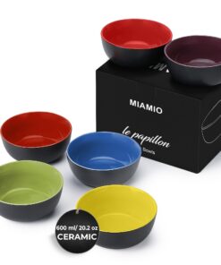 MIAMIO Müslischalen Set - Große Schüsseln für Obst, Salat und Suppe - Le Papillon Kollektion für Großfamilie | MIAMIO O