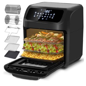 LLIVEKIT Heißluftfritteuse 12L, ideal für Familien mit digitalen LED-Display & Rezeptbuch
