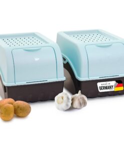 Novaliv - Kartoffel Aufbewahrungsbox 2X mitel 5L | TÜRKIS | Frischhaltedose für Kartoffeln und Gemüse