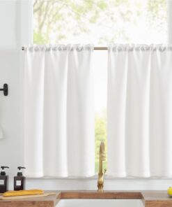 TOPICK Scheibengardine Bistrogardine Weiß für Küche & Wohnzimmer | Lichtdurchlässige Gardinen | OEKO-TEX STANDARD 100 |
