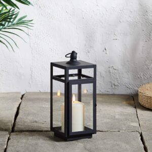 Schwarze Metall Laterne Bunbury inkl. TruGlow® Kerze mit Timer für Innen & Außen