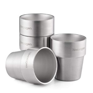 Hivexagon 300ml Set aus 4 Doppelwandigen Edelstahlbechern - Ideal für kalte Getränke - Spülmaschinenfest - HG515