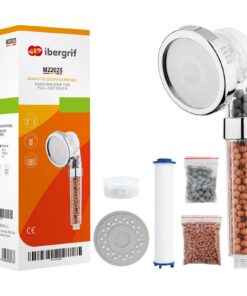 Ibergrif Wassersparende Duschkopf M22025 - Hochdruck-Wasserstrahl mit Filter & Antikalk-Funktion