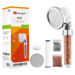 Ibergrif Wassersparende Duschkopf M22025 - Hochdruck-Wasserstrahl mit Filter & Antikalk-Funktion