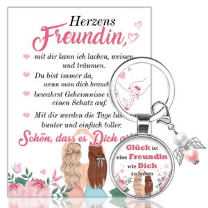 HOWAF Freundin Schlüsselanhänger mit Perlenengel für Geschenke zur Freundin Geburtstag HOWAF Schlüsselanhänger Perleneng