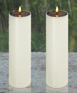 Solarbetriebene wasserdichte flammenlose flackernde LED-Kerzen für Outdoor-Verwendung, Batteriebetrieb, 10cm x 35cm, Elf