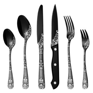 Besteck Set Schwarz für 6 Personen HONKKU Geschirrspüler Safe