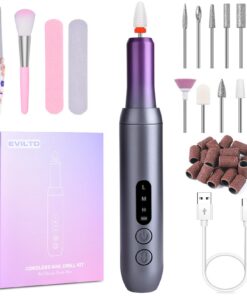Elektrischer Nagelfräser für Gelnägel Kabellos Grau Lila USB Wiederaufladbare 30000u/min 3 Geschwindigkeitsstufen LCD-Di