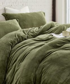 **Lanqinglv Plüsch Kissenbezug Set warm für die Wintermonate Olivgrün Cashmere Touch Reißverschluss** | **Lanqinglv Plü