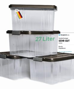 Novaliv 4x Aufbewahrungsboxen mit Deckel ideal für Küche und Büro BPA-frei 46,5x36,5x24 cm