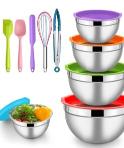 Herogo Edelstahl Salatschüssel Set 5er Stapelbar Mischen Servieren Backen Spülmaschinenfest