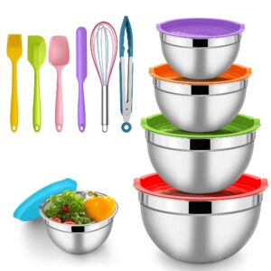 Herogo Edelstahl Salatschüssel Set 5er Stapelbar Mischen Servieren Backen Spülmaschinenfest