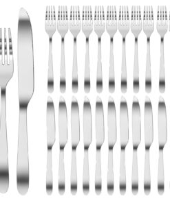 WinGluge Edelstahl Tafelmesser und Tafelgabeln Besteck Set für Restaurant und Hotel, 24-teilig Steak Cutlery für 12 Pers