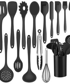 Joyfair Küchenhelfer Set - Hitzebeständiges Silikon Kochutensilien, Spülmaschinenfest, 15 Teile - Schwarz Joyfair Küch