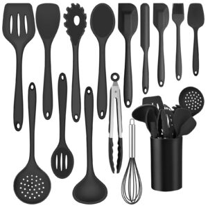 Joyfair Küchenhelfer Set - Hitzebeständiges Silikon Kochutensilien, Spülmaschinenfest, 15 Teile - Schwarz Joyfair Küch