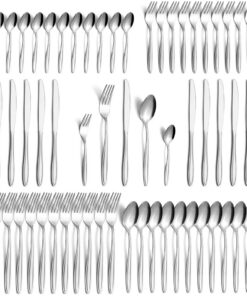 Gifcomda Edelstahl Besteck Set 60-teilig für 12 Personen, Hochglanzpoliert, Spülmaschinenfest, Luxusgeschenk