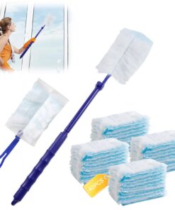 40 Stück Staubmagnet Kompatibel mit Swiffer + Staubfänger für Tierhaare und Schmutz (40 Tücher + 2 Griffe)