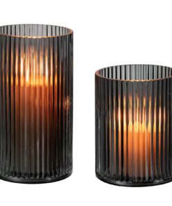 Glasseam Verstärktes Windlicht Glas Kerzengläser 2er Set Schwarz - Kerzenhalter für Stumpenkerzen Outdoor Tischdeko