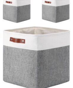 Mangata Grauweiße Aufbewahrungsbox Stoff 33x38x33cm (3er-Pack) | Mangata StoffAufbewahrungskörbe Grauweiß 33x38x33cm (3