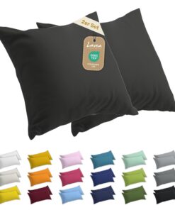 Lavea® 2er Set Kissenbezug - Baumwoll Jersey - Anthrazit - OekoTex Zertifiziert - Sicherer Reißverschluss - Sparpack