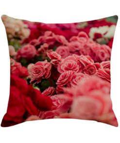 Kissenbezüge Pink Rot Blumen 50x50cm für Couchdeko | Dekokissenbezüge Blumen Muster 50x50cm Sitzkissen für Sofa | Couch