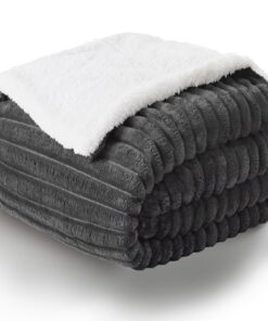 WAVVE Sherpa Kuscheldecke - Extra Warm, Dicke Weiche Flauschig Grau, Doppelgesicht, 150x200 cm, Couchdecke Sofaüberwurf