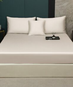 Luofanfei Mako Satin Baumwolle Spannbettlaken 180x200 Beige für Hohe Matratze OEKO-TEX STANDARD 100 Kühlend und Atmungsa