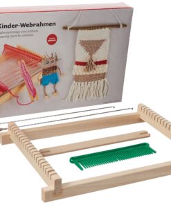 Rayher DIY Holz Kinder Webrahmen Set, zum Weben und Gestalten, inkl. Zubehör, 18,5x29cm