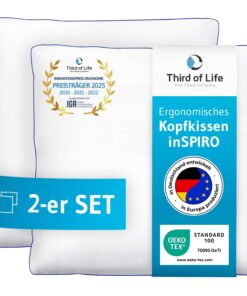 Kopfkissen 80x80 inSPIRO 2er Set, Orthopädisches Schlaf-Kissen für Seitenschläfer, Rückenschläfer und Bauchschläfer, OEK