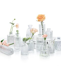 ComSaf Kleine Glasvase Set of 12 für Hochzeitsdeko & Tischdeko Transparent