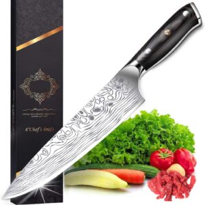 Newyond Kochmesser, Extrascharfe Messerklinge für Profis, 20CM Deutschem Edelstahl, Ergonomischem Griff mit Geschenkbox