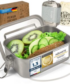 Dimono® Brotdose 550ml Edelstahl Bento-Box Auslaufsicher mit Fächern