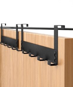 Stabile Türgarderobe zum Einhängen mit 6 Haken Stahl Schwarz Matt, Platzsparende Flexible Türhakenleiste Badezimmer, 2 S