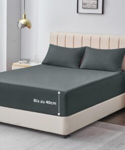 Aisbo Spannbettlaken 180x200cm - Premium Mikrofaser, weich & nahtlos für Wasserbetten - Bettlaken Boxspringbett Grauueba