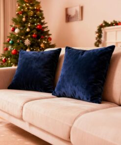 Encasa XO Navy Blue Kissenbezüge - 2er-Set (45x45 cm) - quadratisch, weich & glatt, waschbar, perfekt für Couch, Sofa un