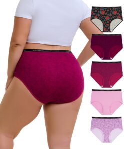 Großgrösse-Ozean für Damen: Baumwoll-High-Waist-Schlüpfunterhosen - Maxiunterwäsche 5- Pack - OEKO-TEX-Standard 100 | C