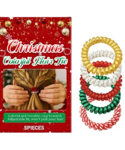 Spiral-Haargummis für Mädchen und Frauen - 5 Stück, bunt, weihnachtlich, Geschenk-Box included
