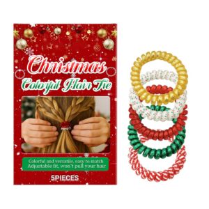 Spiral-Haargummis für Mädchen und Frauen - 5 Stück, bunt, weihnachtlich, Geschenk-Box included