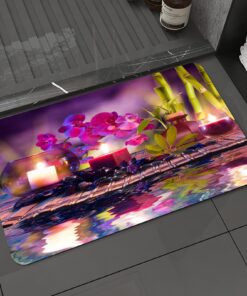 KDWJS rutschfest Badematte lila Orchideen, super absorbierend für Badewannen und Badezimmer