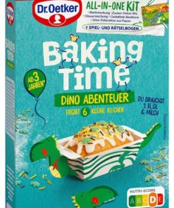 Dr. Oetker Baking Time Dino Abenteuer All-in-One Kit: Perfect für kleine Kekse mit Dino-Thema für Geburtstage und Kinder