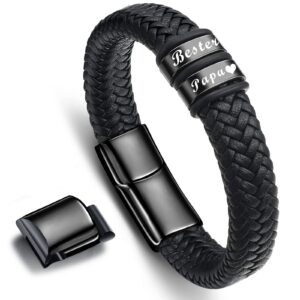 Vaterdagsgeschenk Papa - Gravur “Bester Papa” Leder Armband - Geschenke für Papa