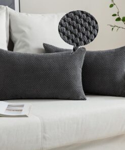 MIULEE Dekokissenbezüge Wohnzimmer Schlafzimmer Weich Korniges Design 30x50cm Dunkelgrau