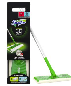 Swiffer 3D Clean Bodenwischer Starterkit für Hartholz und Hartböden | Swiffer Bodenwischer 3D Clean Set 1 Stab + 4 Troc