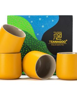 Japanische Teetassen TEANAGOO, 7.2Oz / 205 ml, Gelb, Für Japaner, Asienisches Geheimnis ohne Henkel, Keramik Teetasse in