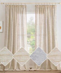 MIULEE Leinen Gardinen mit Kräuselband für Wohnzimmer und Schlafzimmer - Modern Voile 140x245 cm - 2er Set - Weiss